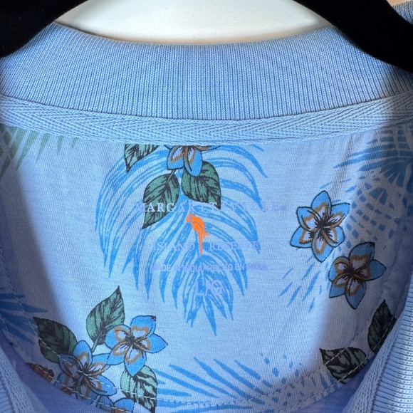 NEW Margaritaville Light Blue Cotton Polo Shirt Men L Coastal Resort Casual Golf - Picture 3 of 12